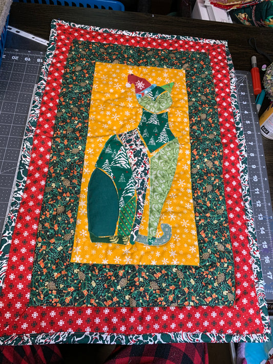 Halloween Cat Applique Wall Hanging