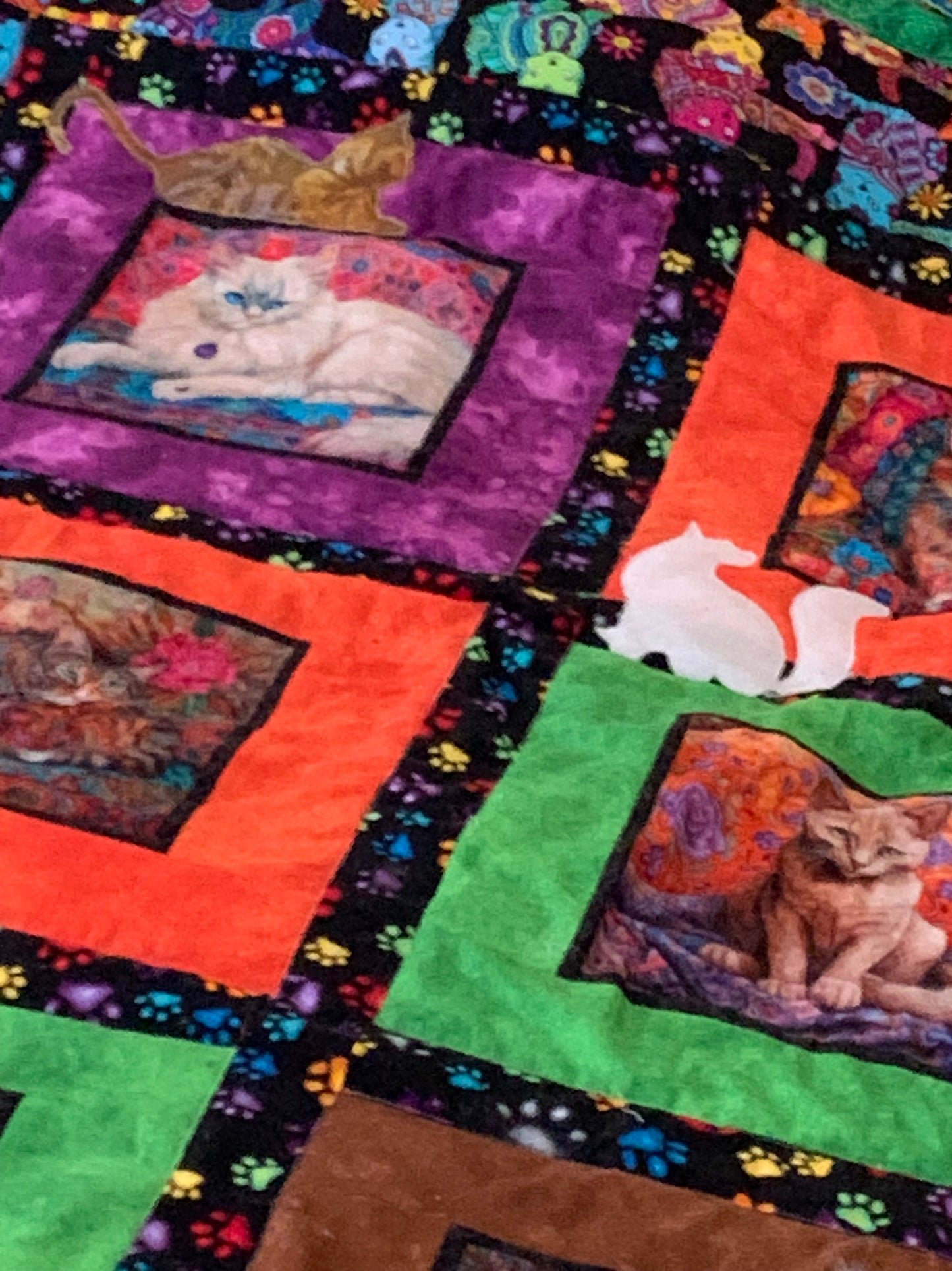 Queen Size Quilt - All Cats with applique cats