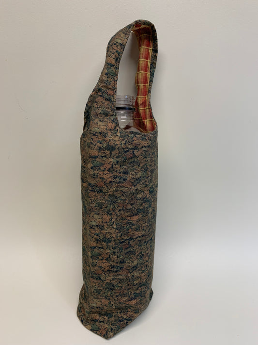 Bottle Bag - Fabric has a cork pattern-  for 1 liter bottles