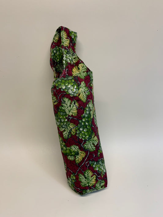 Bottle Bag - -Maroon with grapes on the vine-  for 1 liter bottles