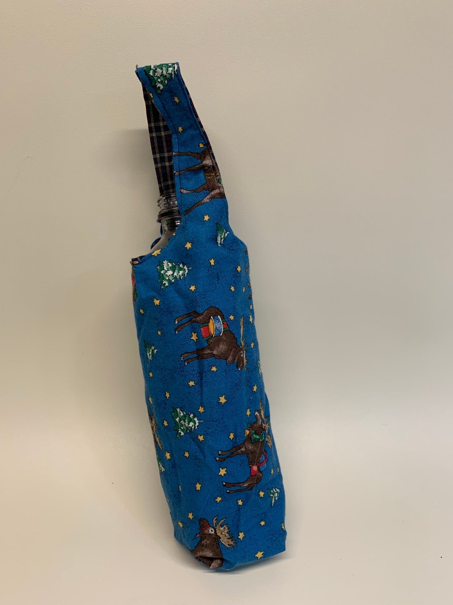 Bottle Bag - -Moose and XMas trees-  for 1 liter bottles