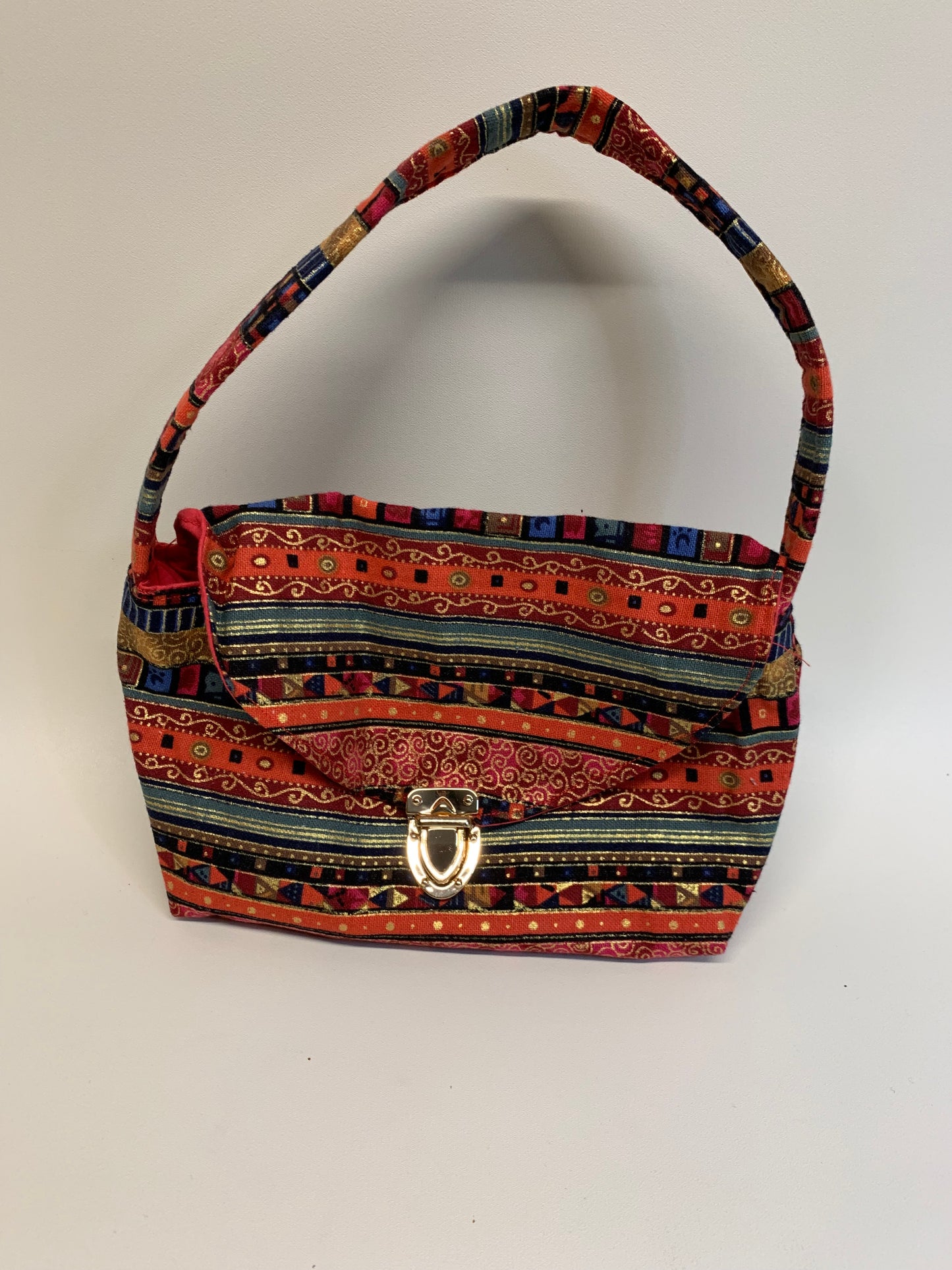 Purse - Orange/black geometric design, lined