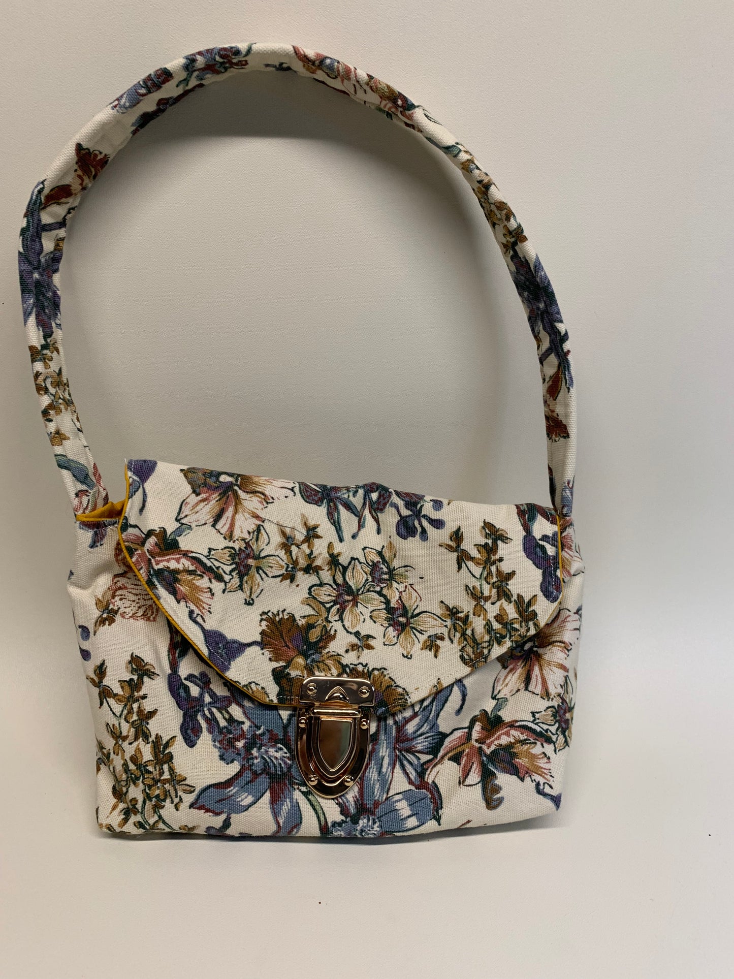 Purse - Beige with flowers, lined