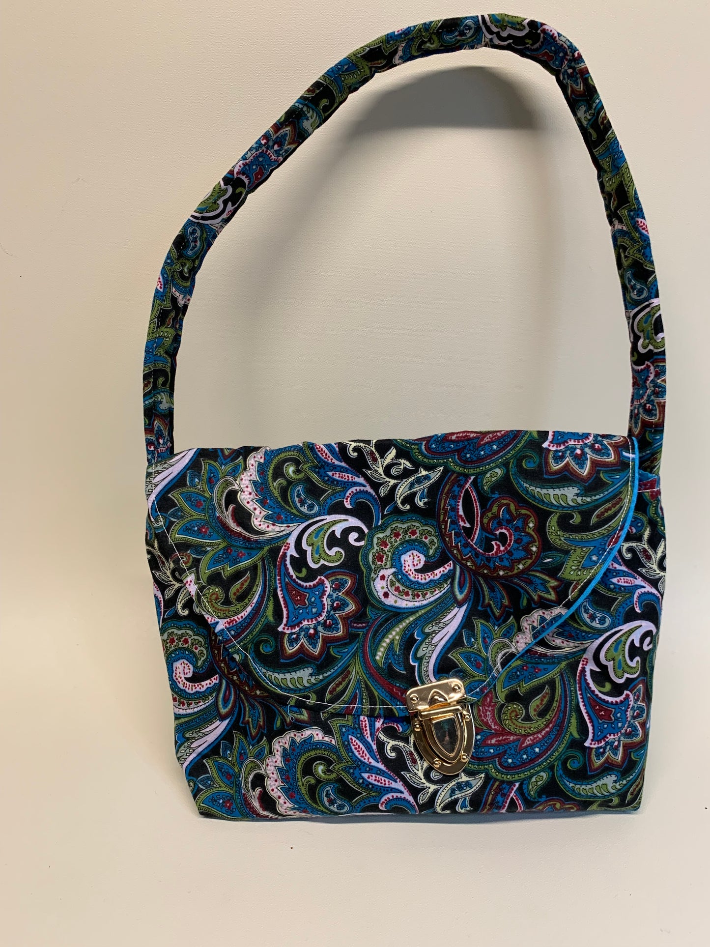 Purse - Black/Blue/Green paisley, lined