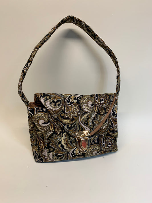 Purse - Black and gold paisley,  lined