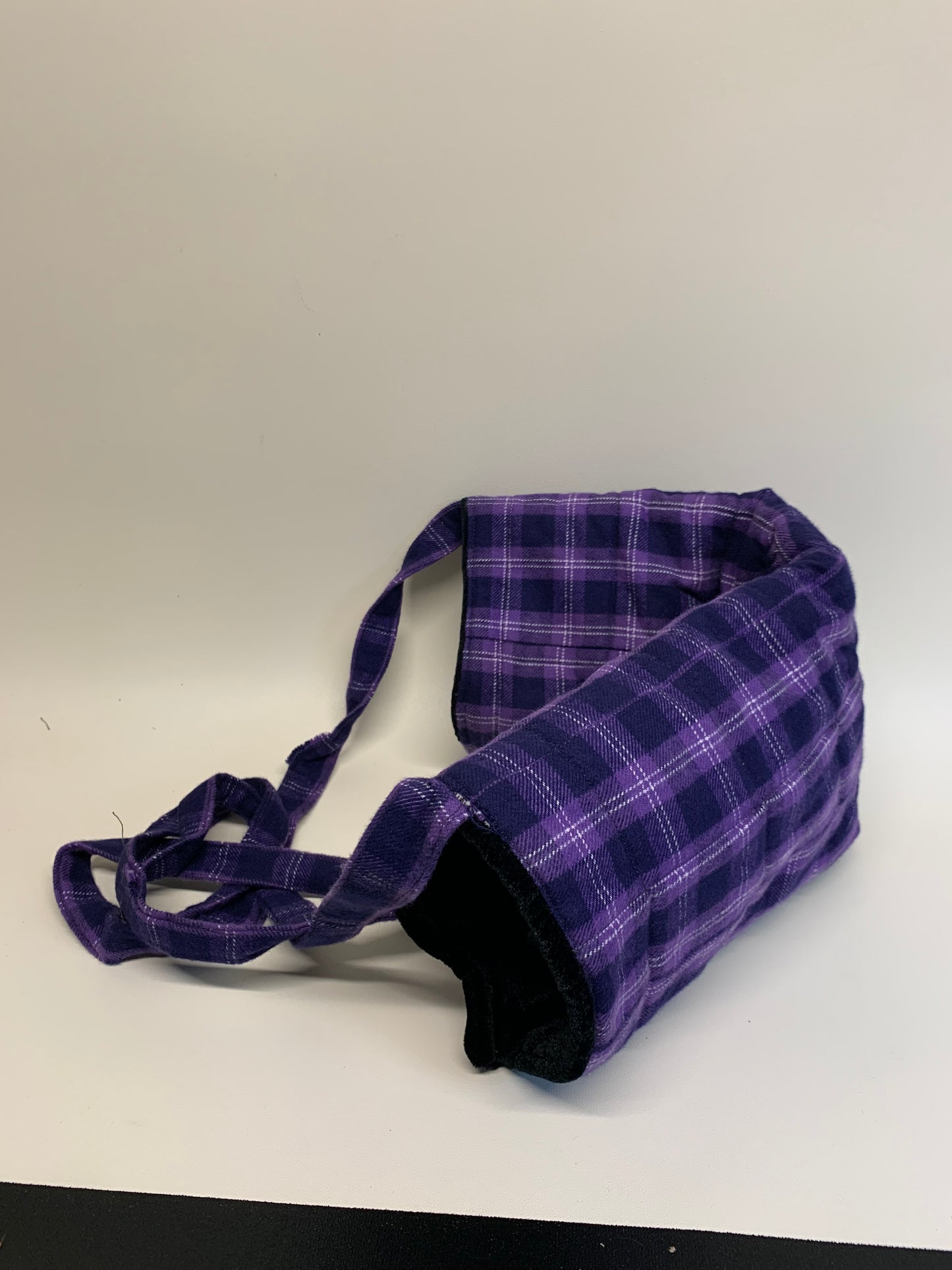 Hand Muff - purple w/black faux fur inside