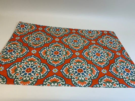 Placemat -Orange floral pattern  -   11 1/2" x 17"