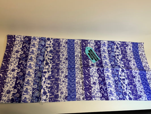 Table Runner - Blue and white - 38" x 16"