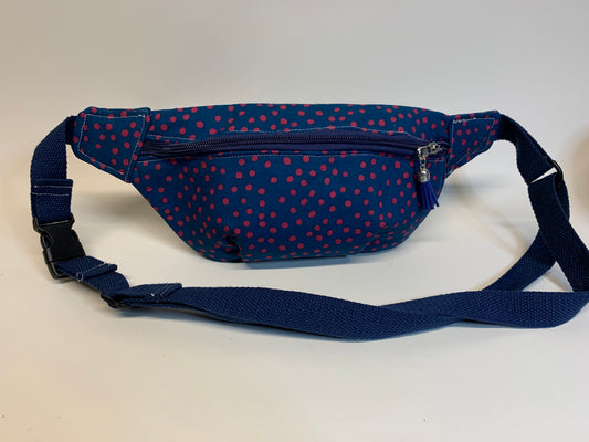 Fanny Pack - Navy with red dots