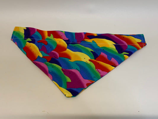 Dog Bandana - Multicolored Dolphins -  for 2 inch collar -