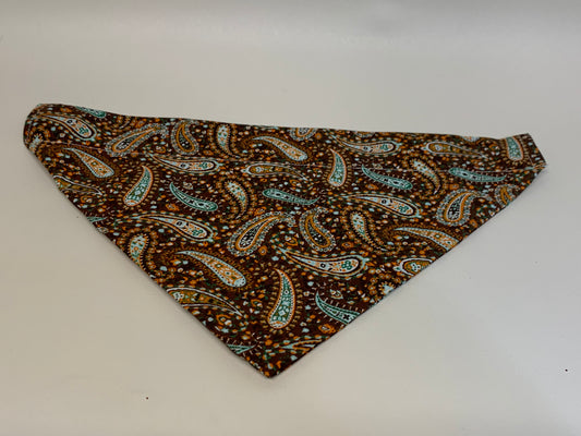 Dog Bandana - Brown Paisley -  for 2 inch collar