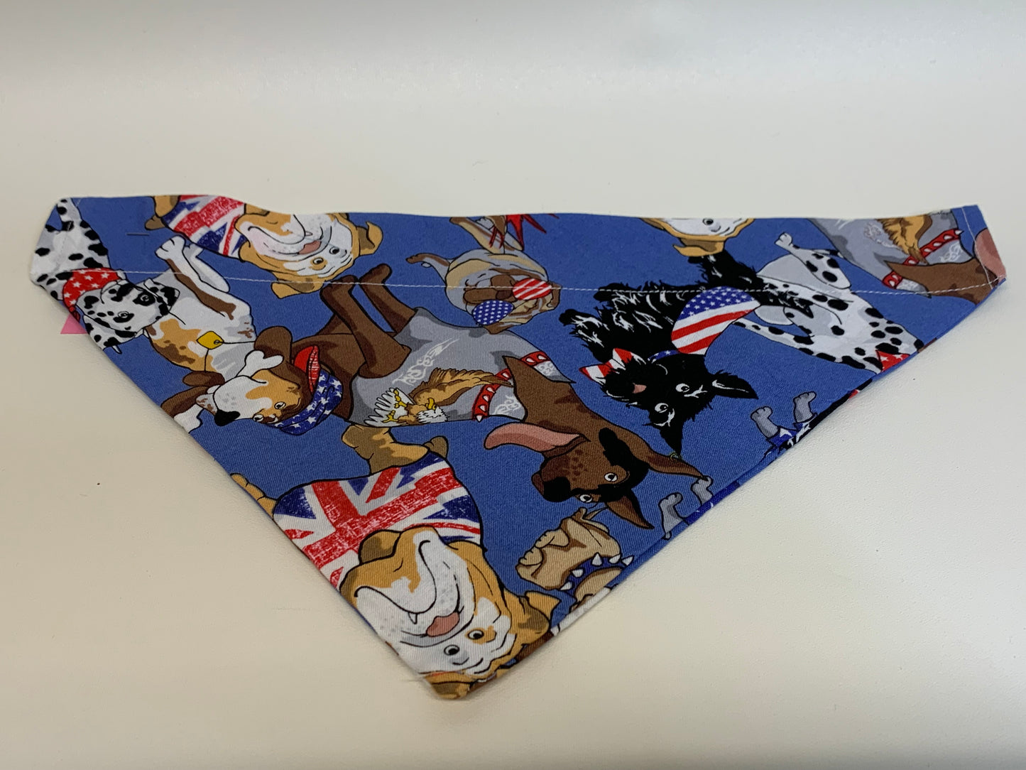 Dog Bandana - Blue with dogs  -  for 2 inch collar