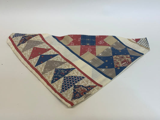 Dog Bandana - Red/White/Blue  geometric shapes  -  for 2 inch collar