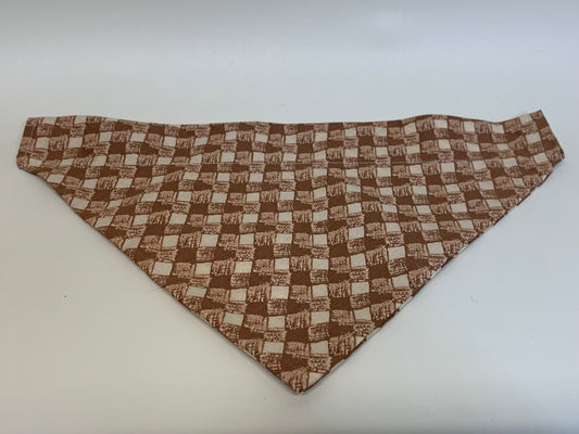 Dog Bandana - Brown/Tan/Beige basket weave pattern  -  for 2 inch collar