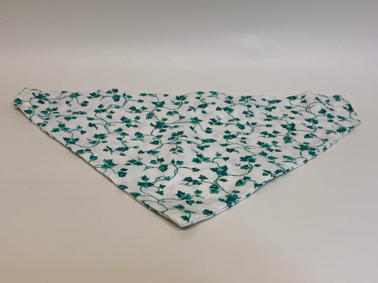Dog Bandana - Green Ivy on white  -  for 2 inch collar
