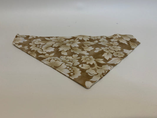 Dog Bandana -Tan Florals  -  for 1 1/2 inch collar