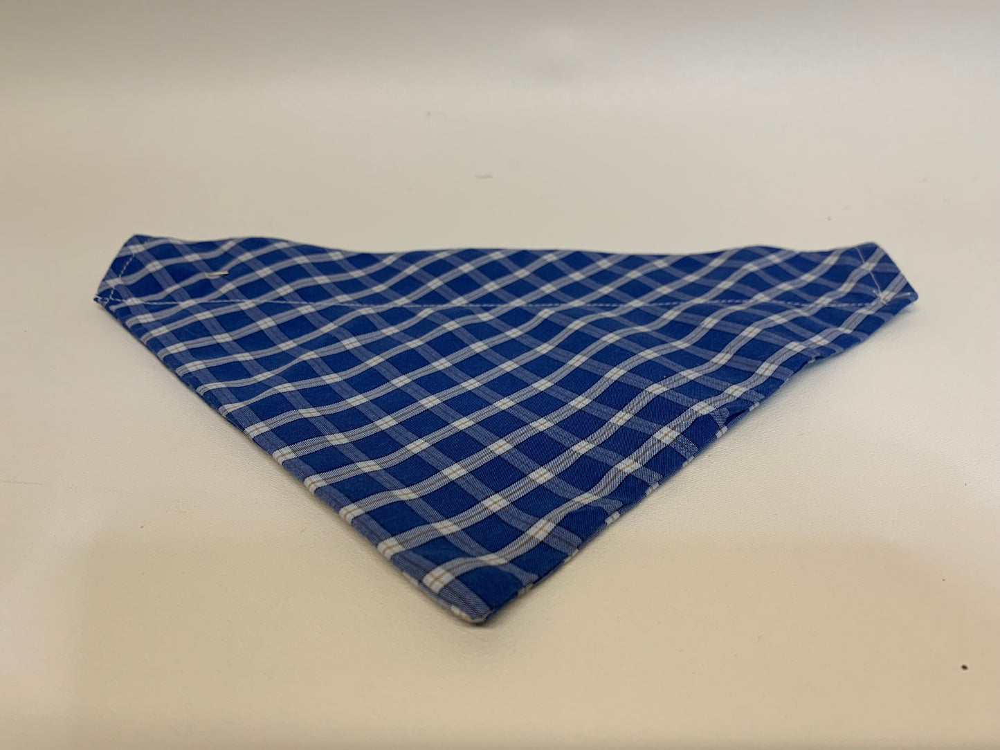 Dog Bandana -Blues/white plaid -  for 1 1/2 inch collar