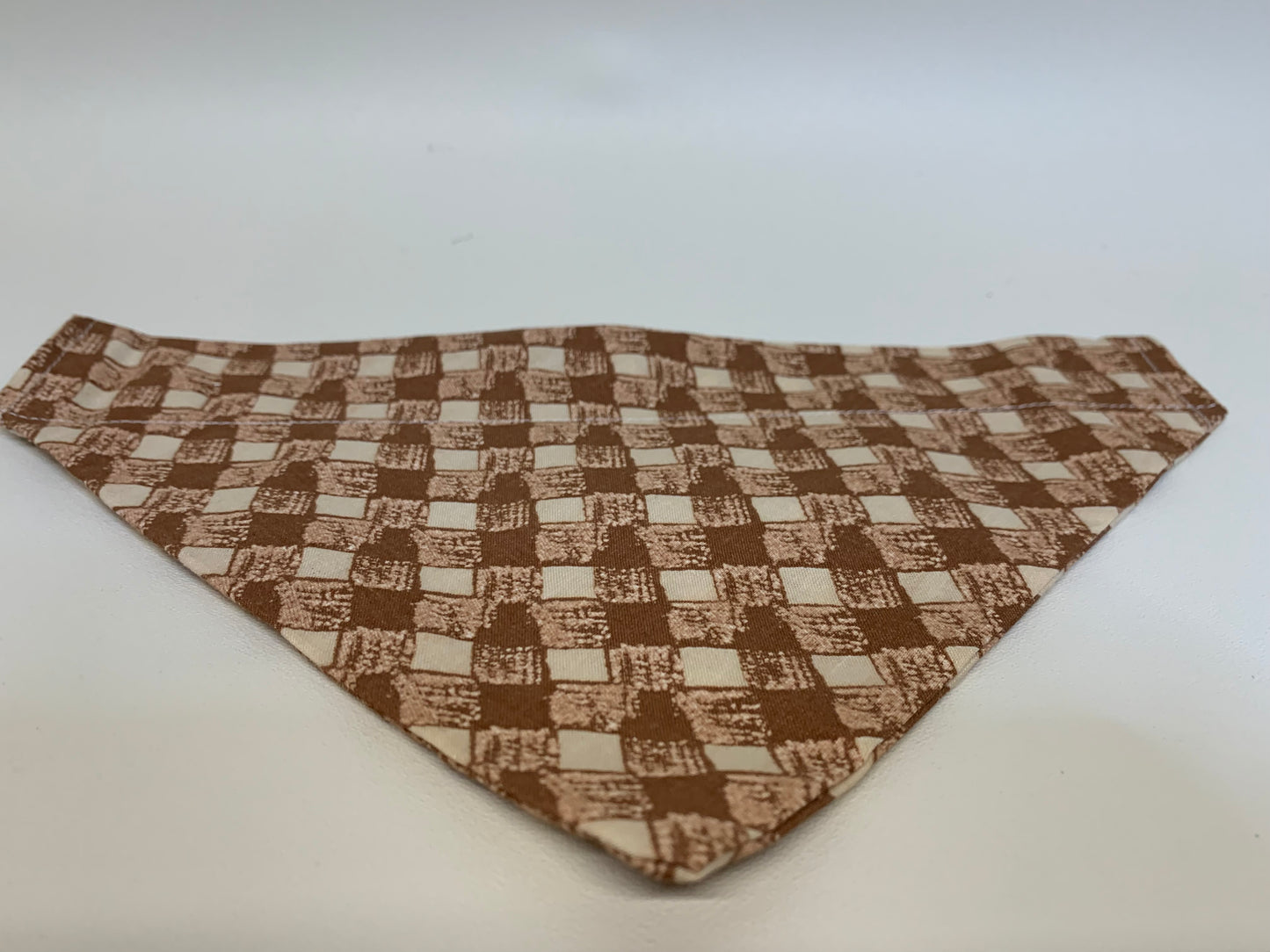 Dog Bandana -Tan/brown/beige basket weave -  for 1 1/2 inch collar