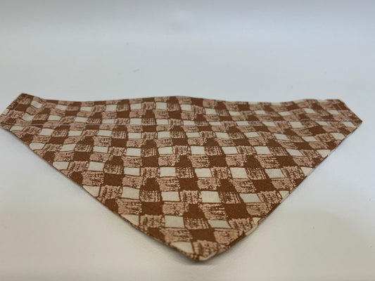 Dog Bandana -Tan/brown/beige basket weave -  for 1 1/2 inch collar