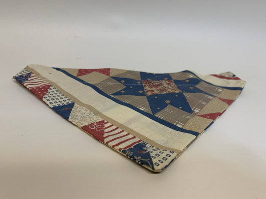 Dog Bandana - Red/White/Blue Geometric shapes -  for 1 1/2 inch collar