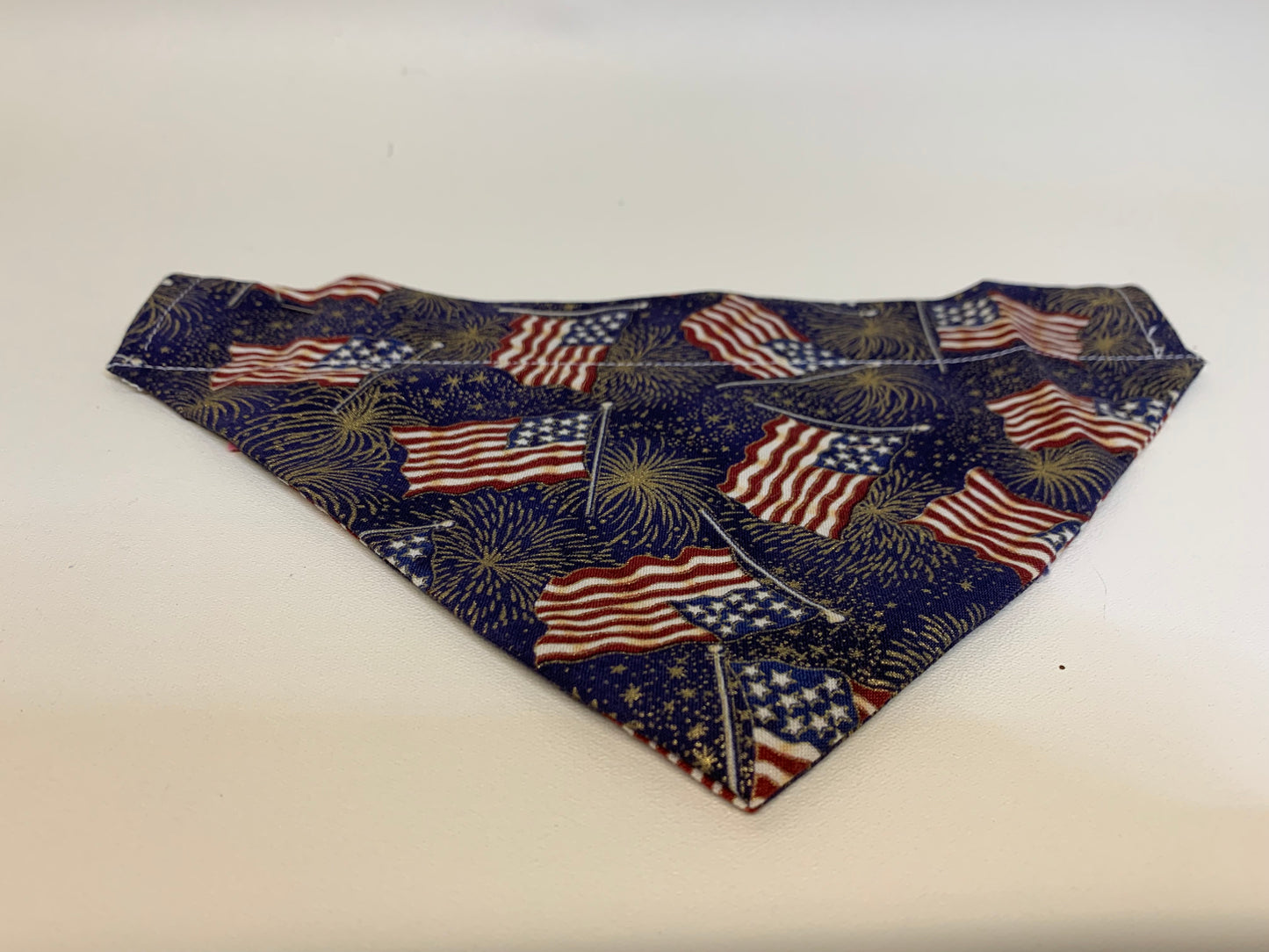 Dog Bandana -American flag with fireworks -  for 1 1/2 inch collar