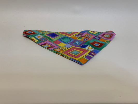Dog Bandana - Multicolor geometric -  for 1  inch collar