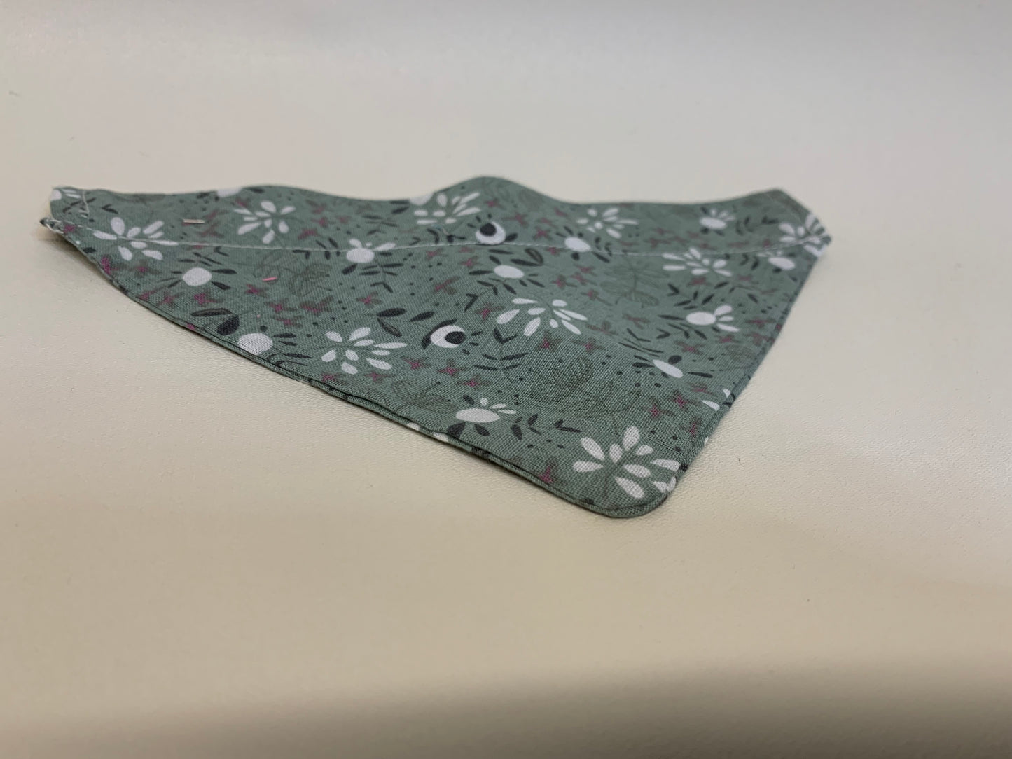 Dog Bandana  -Sage with flowers -  for 1  inch collar