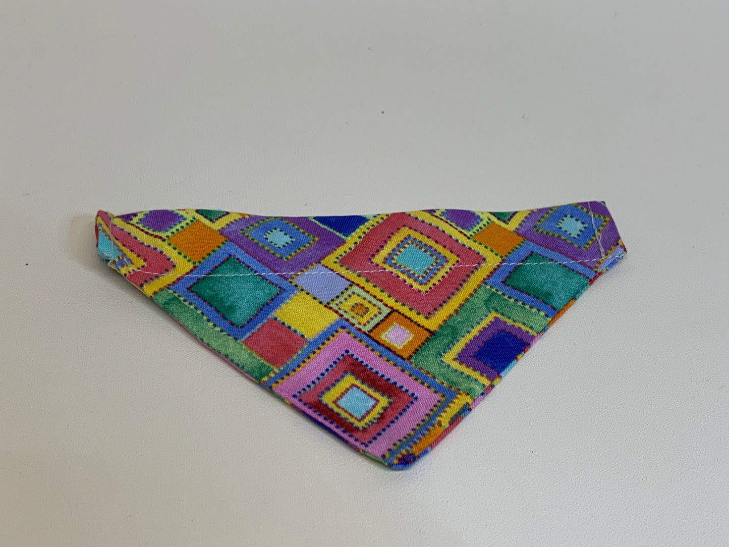 Dog Bandana  - Multicolor geometric-  for 1/2  inch collar