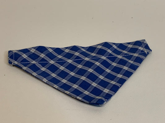 Dog Bandana  - Blue/white plaid -  for 1/2  inch collar