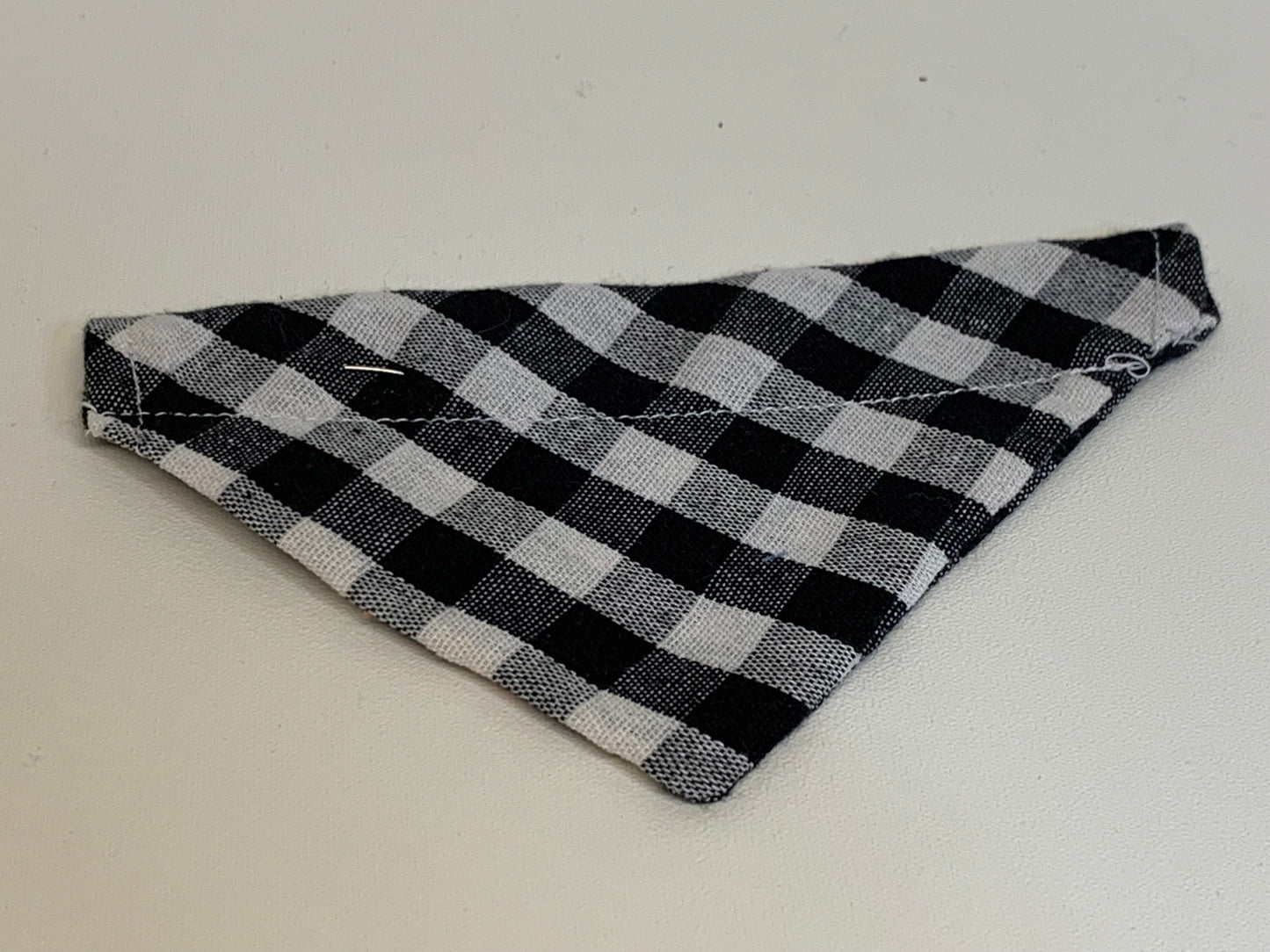 Dog Bandana  - Black/white plaid -  for 1/2  inch collar