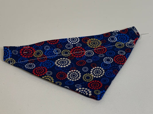 Dog Bandana  - Red/Blue/white  geometric -  for 1/2  inch collar