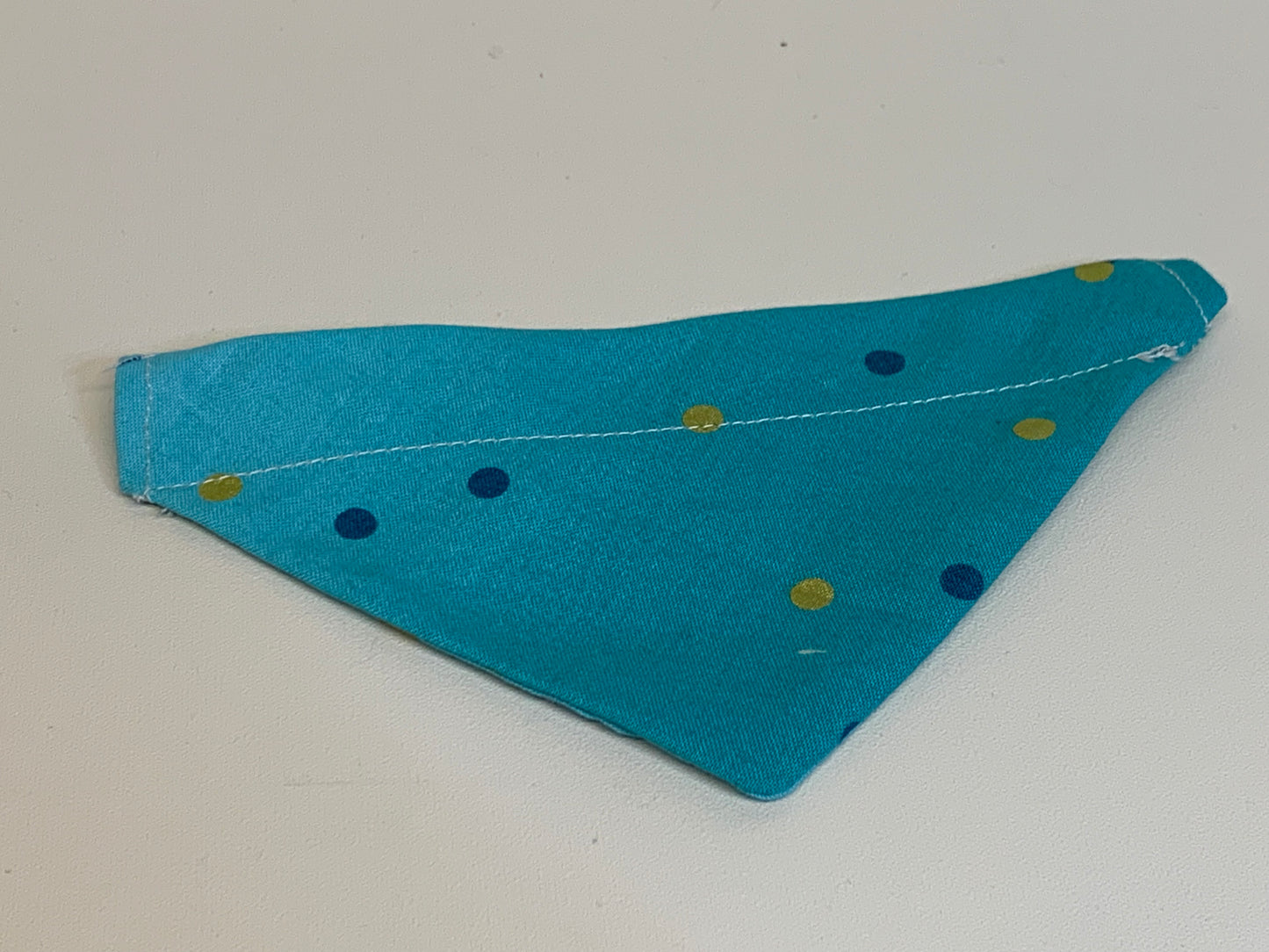 Dog Bandana  - Teal with dots -  for 1/2  inch collar