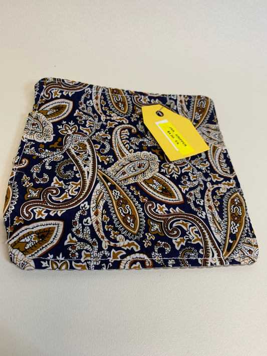 Bottle Gripper - 6" x 6" - Navy/gold/white paisley