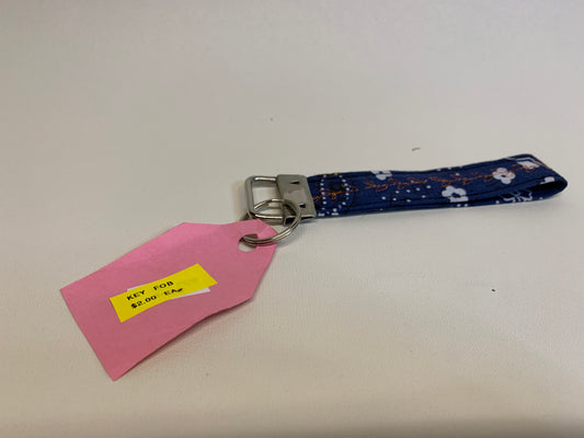 Key FOB - Blue with white flowers1