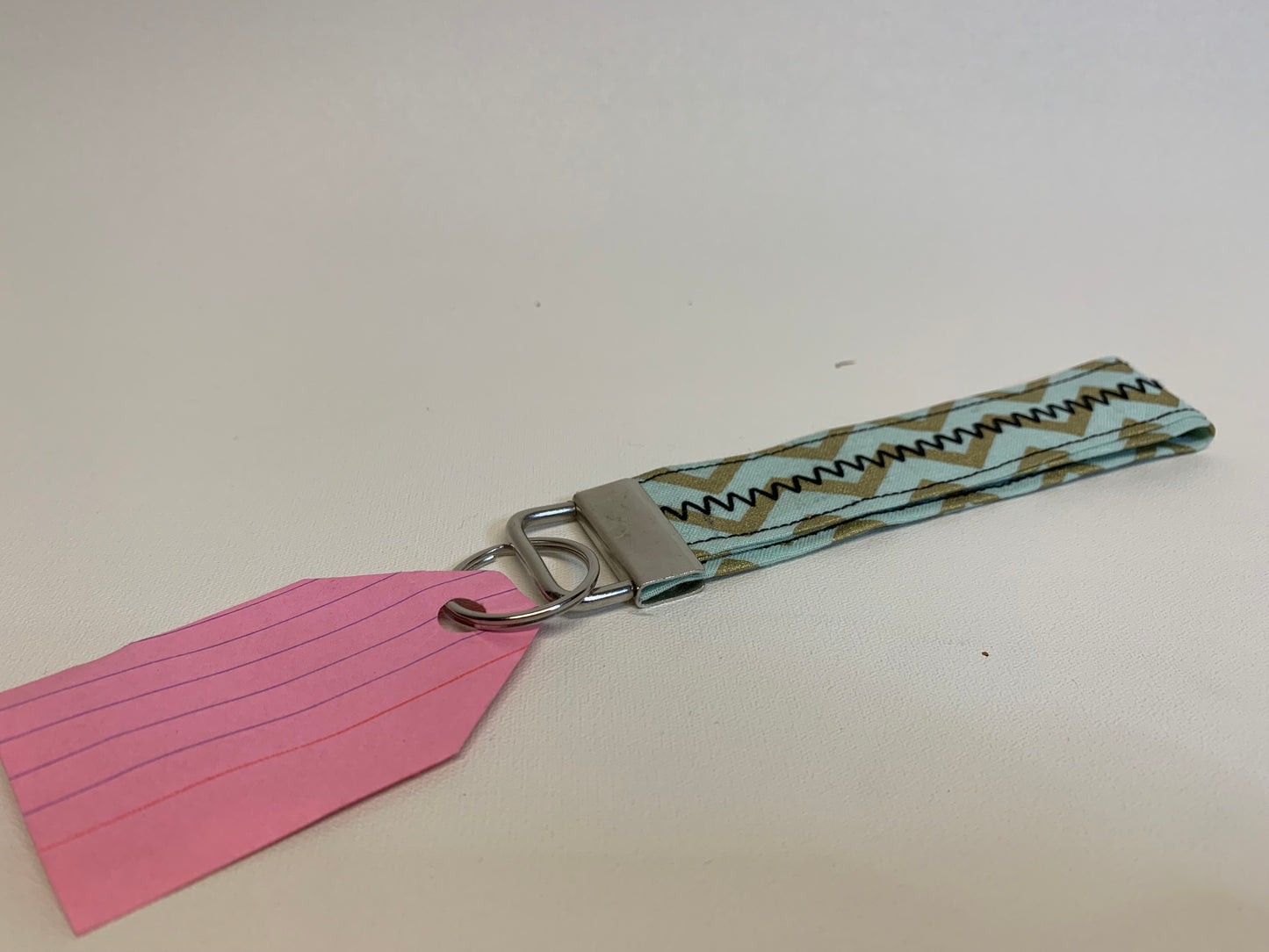 Key FOB - Teal and gold zigzag