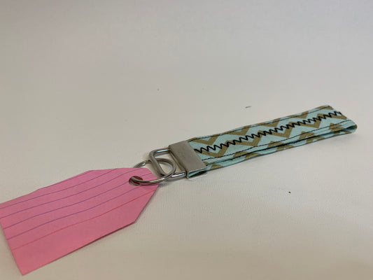 Key FOB - Teal and gold zigzag