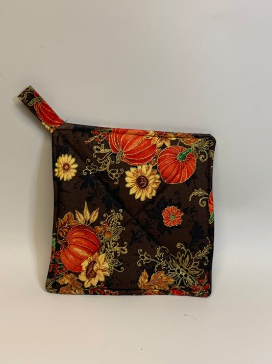 Potholder - Pumpkins & Flowers