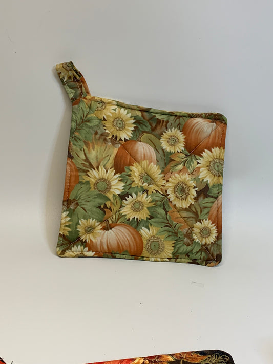 Potholder - Pumpkins & Flowers 2