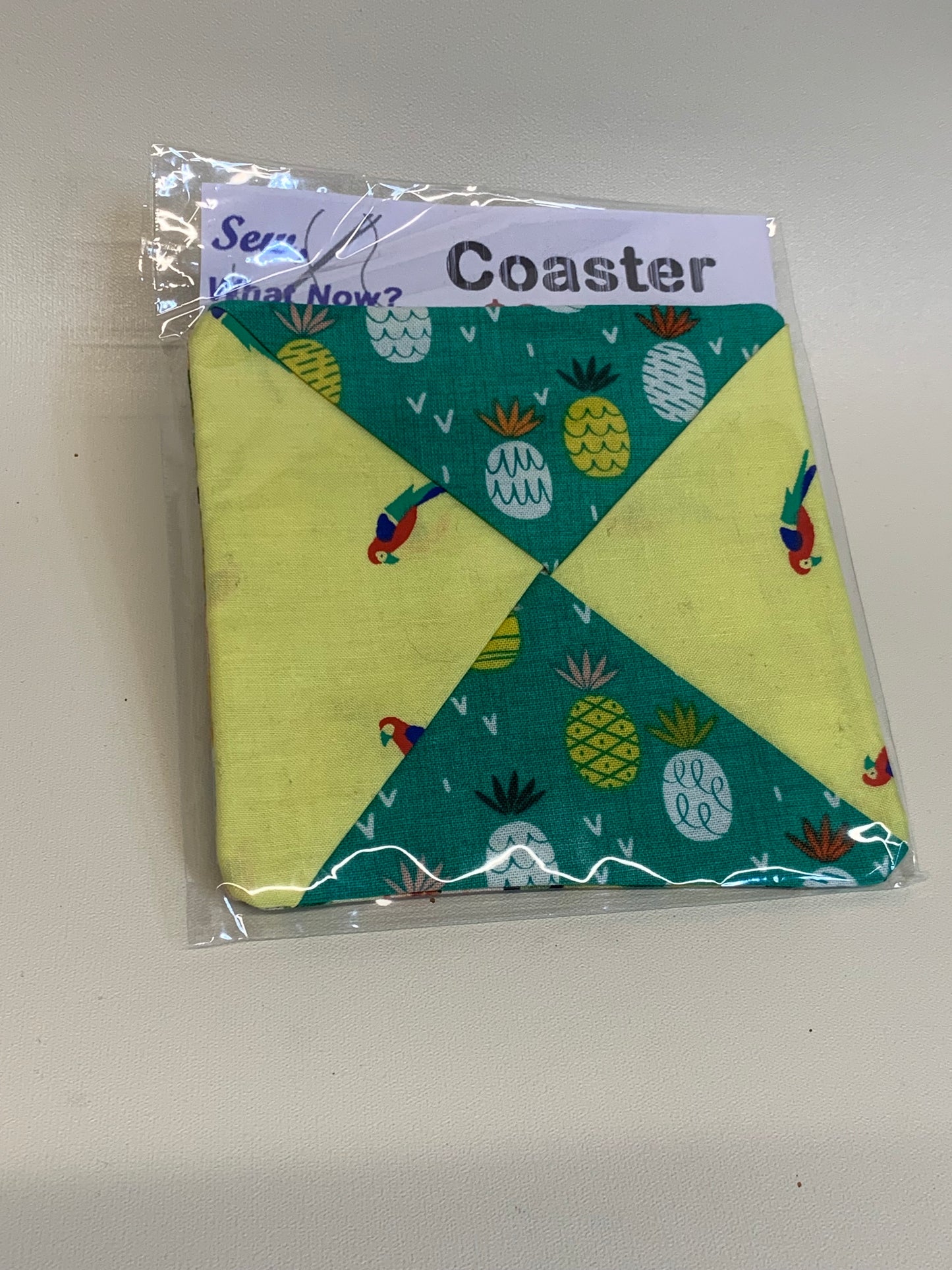 Coaster - Green and yellow with pineapples and parrots