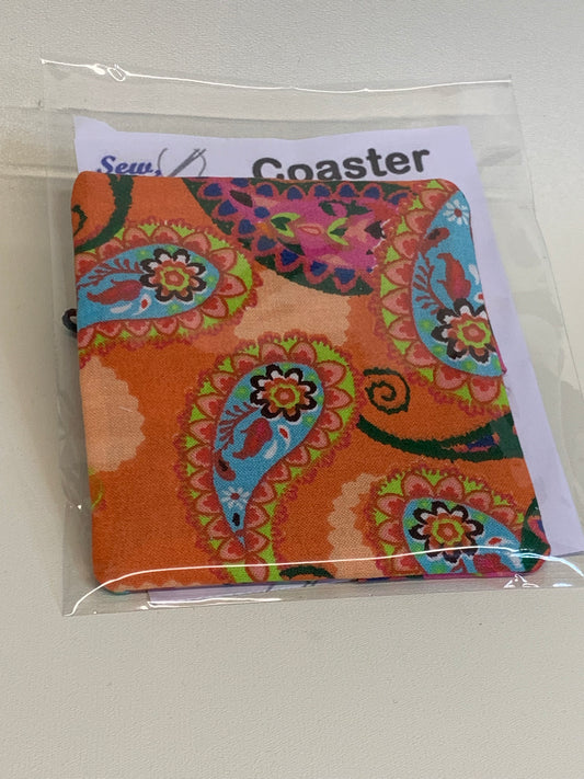Coaster - orange paisley
