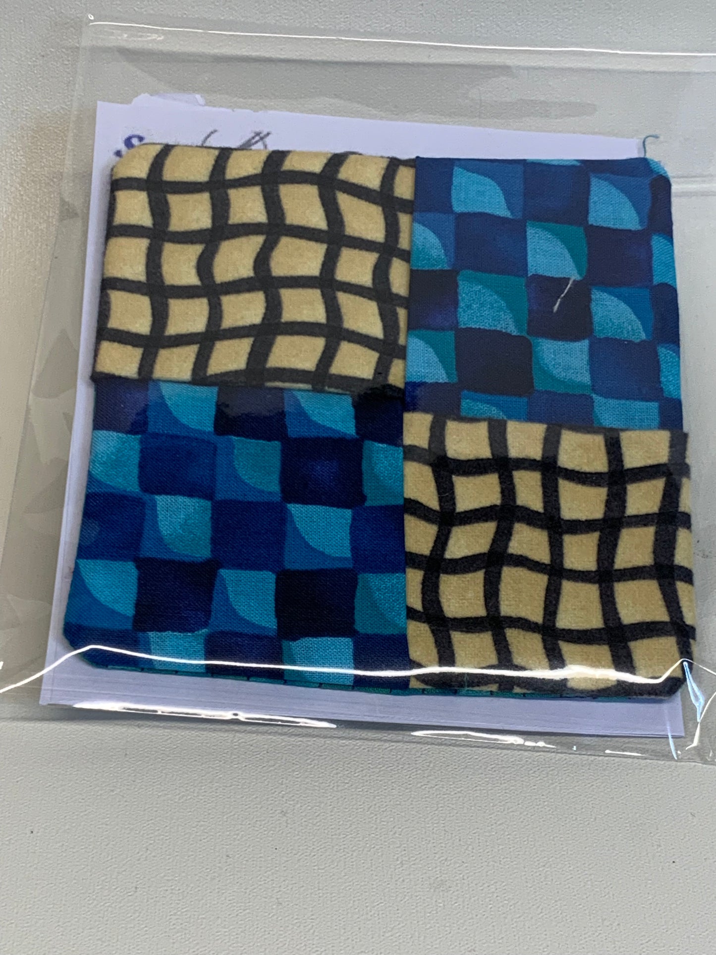 Coaster - blue and white geometric