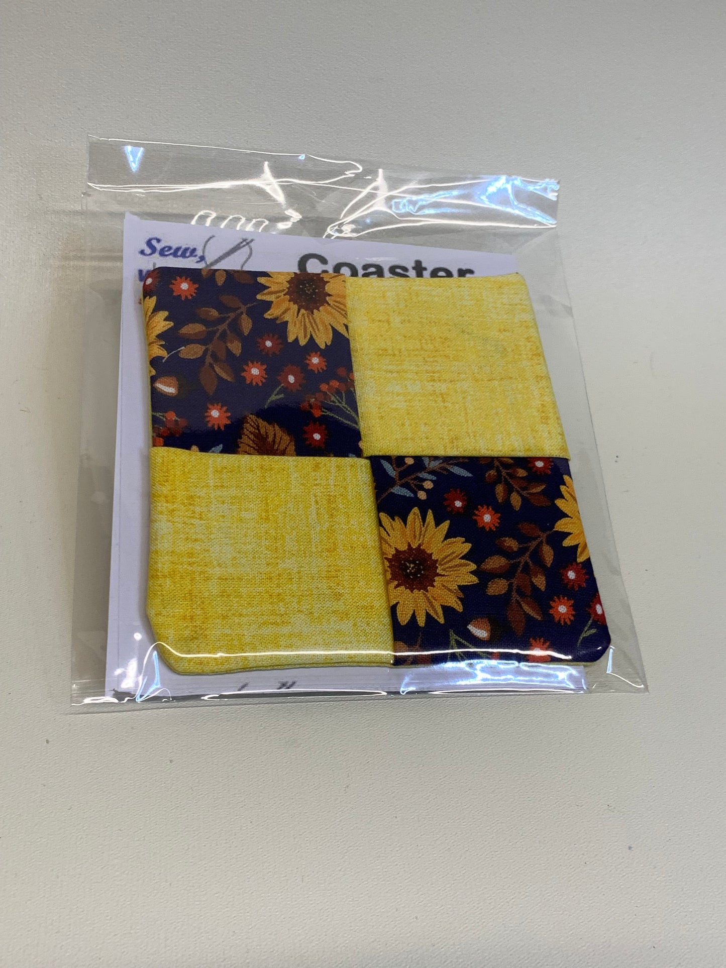 Coaster - Sunflowers on blue with yellow