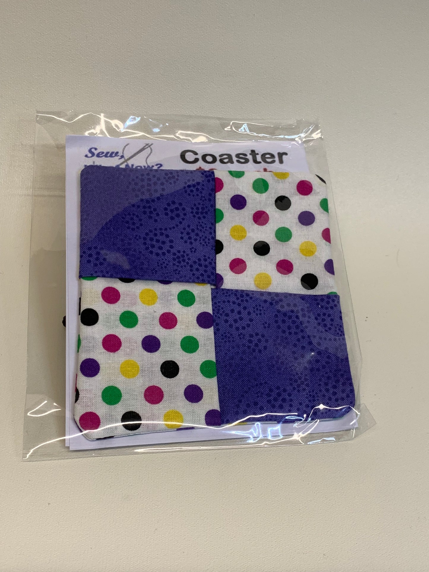 Coaster - purple and white with dots