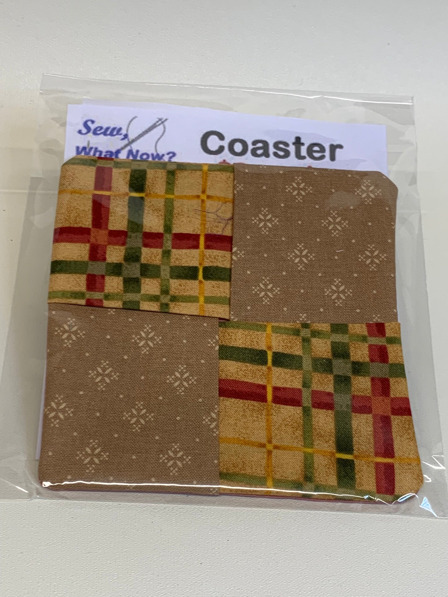 Coaster - red/green/gold geometrics