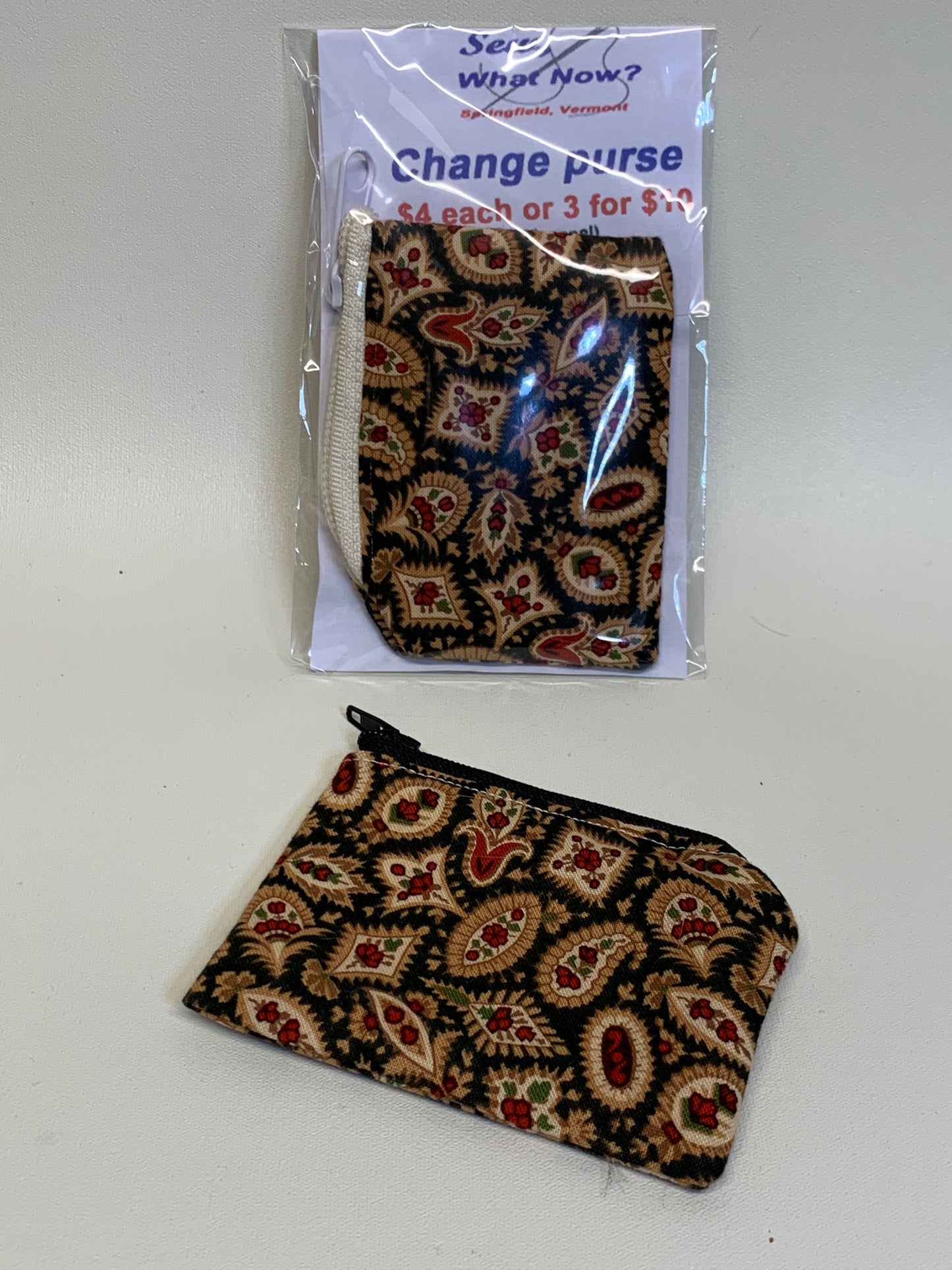 Change Purse - Black/gold paisley