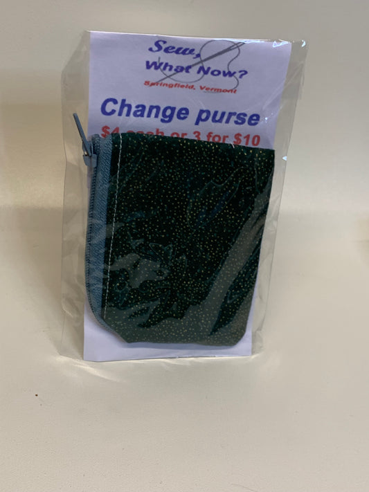Change Purse - Green with gold dots