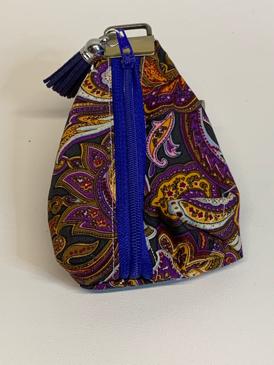 Key FOB /Change Purse - Brown/purple/gold paisley