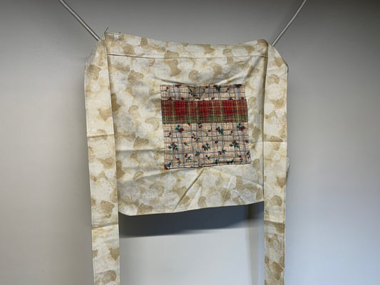 Half Apron - reversable. Beige with berries and tan and red accents