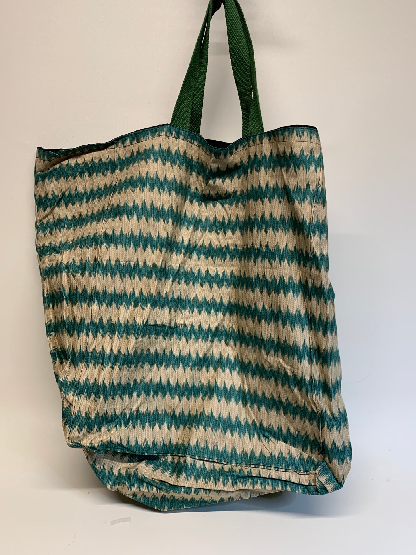 Shopping Bag - Heavy duty fabric.  Fully lined.  Green and Tan