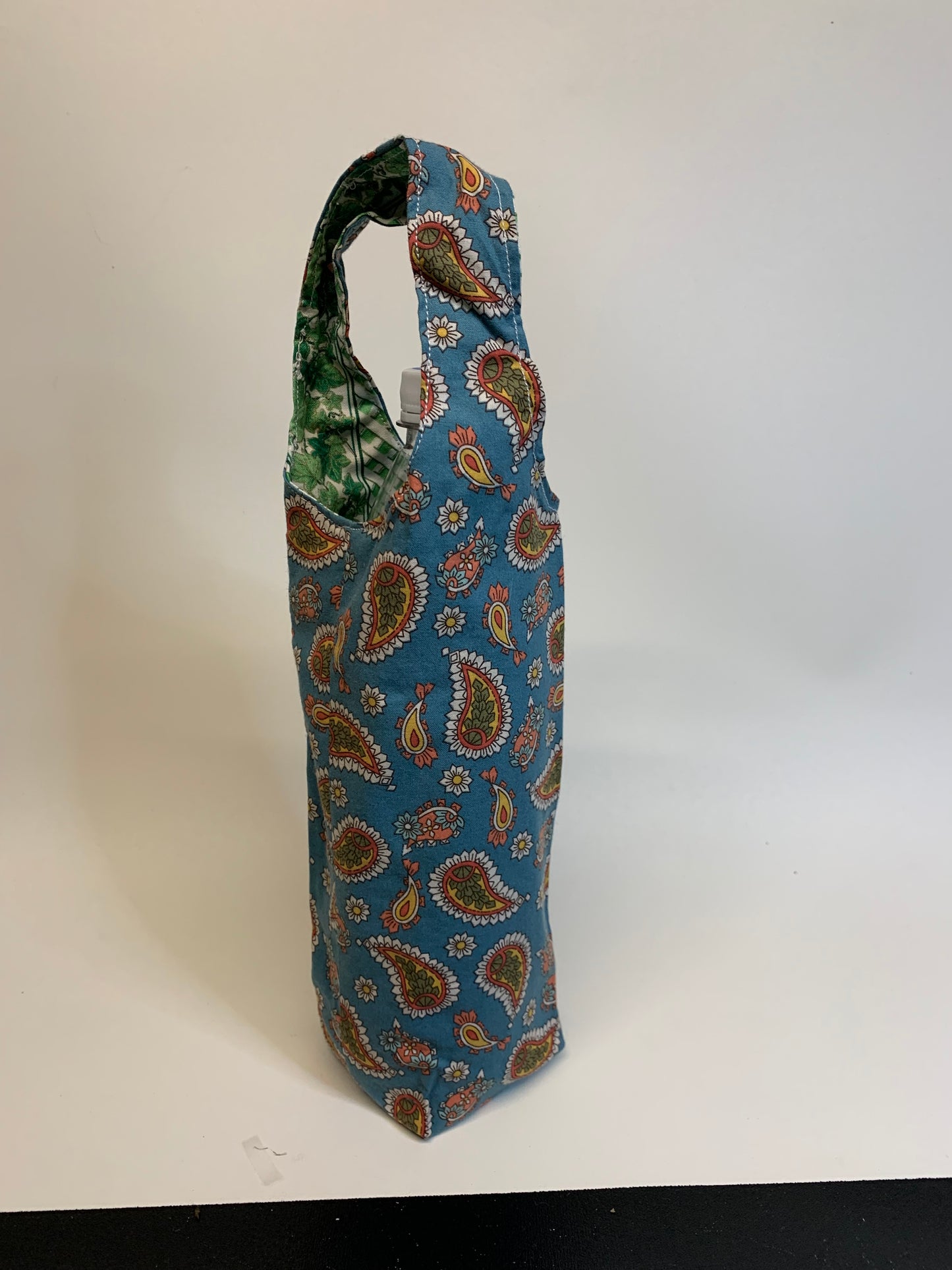 Bottle Bag - Green paisley-   for 1 liter bottles